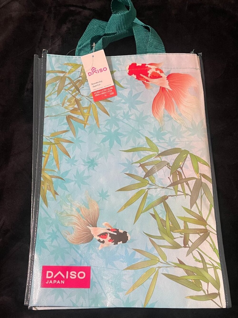 Daiso Japan Goldfish Tote Bag Blue Bamboo Reusable